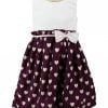 maroon and White 2 Piece Heart Print Skirt Dress Baby Girl frock