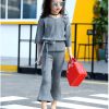 Girls Casual Stretch Knit Two Piece Suit
