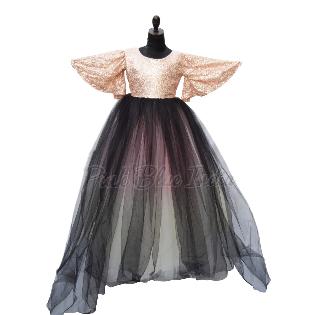 Girls Party Flare Gown – Kids Net Flare Long Gown, Princess Dresses Online