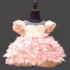 Peach feather dress for baby girl stylish birthday party wear