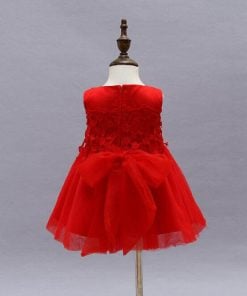 Buy Online Red Flower Christening Dress with Bonnet Baby Girls