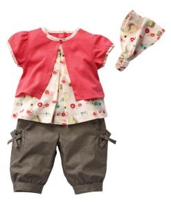 Cute Combo of Orange Top and Brown Capri for Baby Girl with Matching Cap