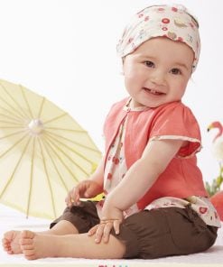 Cute Combo of Orange Top and Brown Capri for Baby Girl with Matching Cap