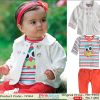 3 Piece Top, Jacket and Pant Set for Baby Girls in White and Orange