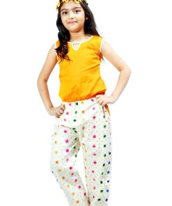 Indian Baby Girl Summer Jumpsuit Yellow Tops and White Pajama Set