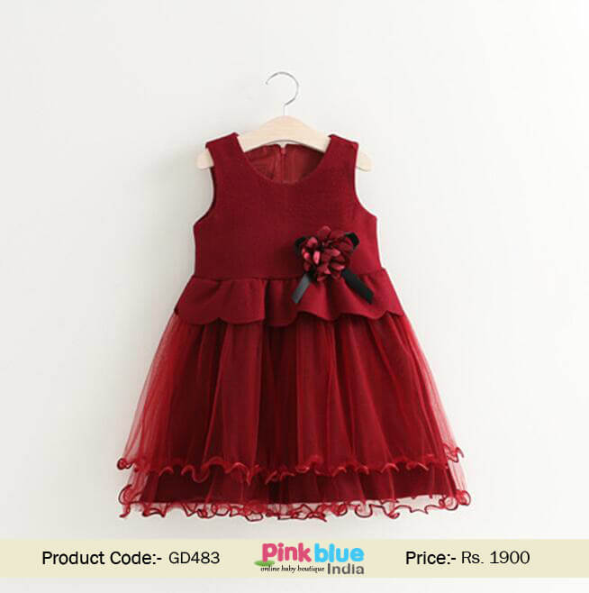 Maroon Baby Girl Special Occasion Flower Dress Summer Online