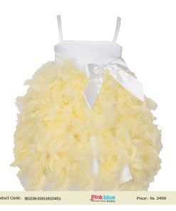 Buy online Toddler Baby Girl Yellow Feather Occasion Wear Dress