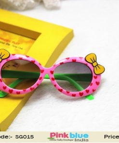 Colorful Designer Baby Glasses in Pink Frames with Yellow Bows