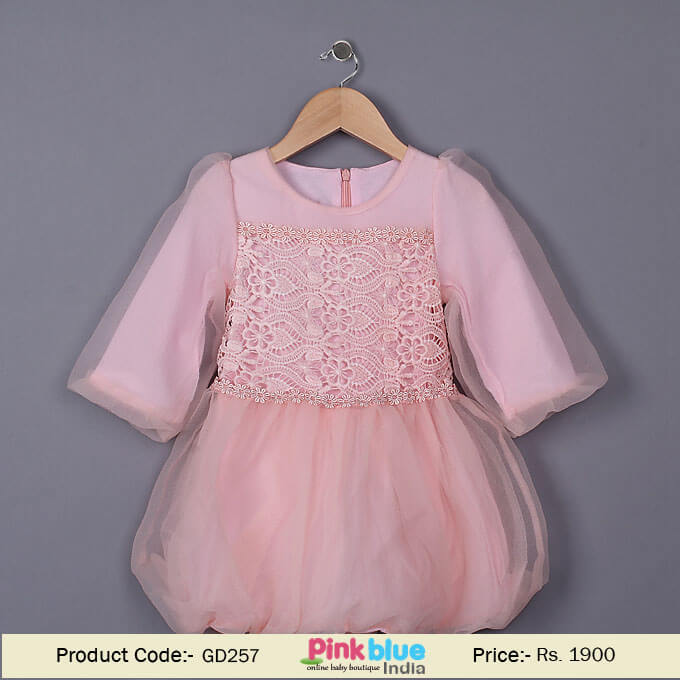 peach baby balloon dress