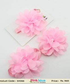 Designer Baby Pink Birthday Toe Blooms for Girls with Free Hair Band