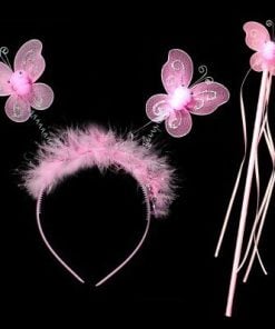 Pink Butterfly Fairy Princess Birthday Wand and Headband Baby Kids