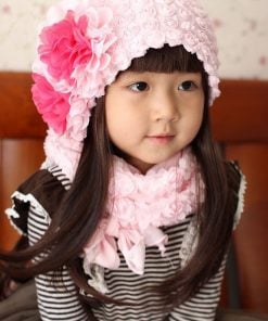 Cute Baby Pink Fashionable Cap with Flower Pattern in India