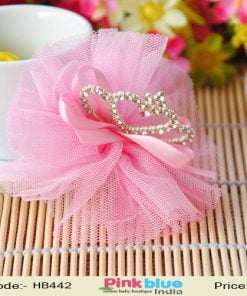 Baby Pink Infant Hair Clip for Newborn Indian Girls with Ribbon Bow