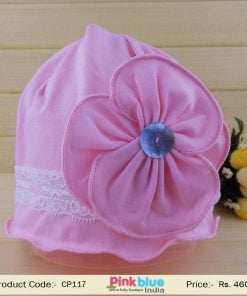 pink flower infant cap