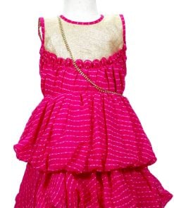 Baby Girls Pink Leheriya Designer Rakhi Festival Dress