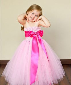 Baby Pink Designer Off-Shoulder Tutu Birthday Dress for Infants and Kids