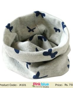 Children Grey Butterfly Pattern Infinity Cowl Circle Scarves