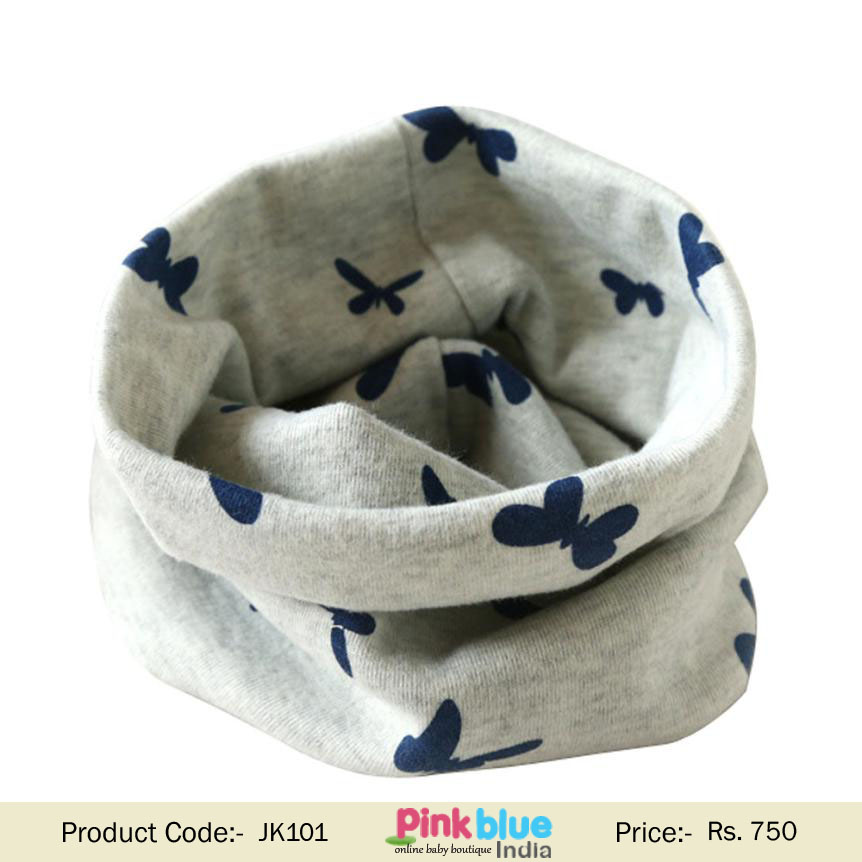 Children Grey Butterfly Pattern Infinity Cowl Circle Scarves