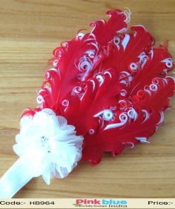 White and Red Feather Kids Hair Accessory
