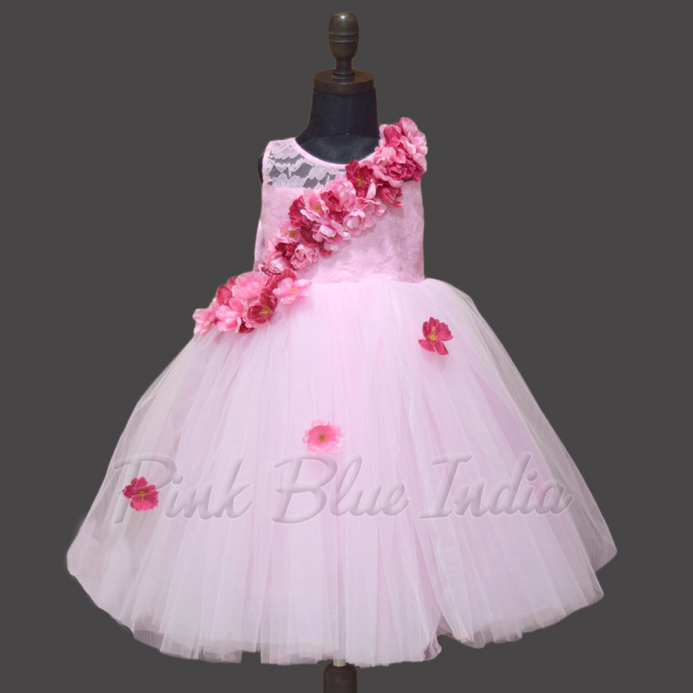 Baby Girl Pink Party Dress, Back with Big Bow Party Dress
