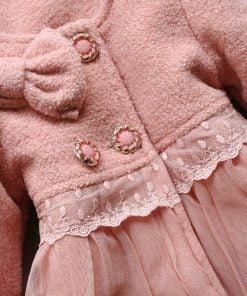 Shop Online Peach Newborn Baby Winter Jacket With Bow and Flare