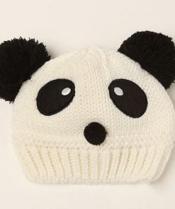Beautiful Black and White Infant and Toddler Hat in Knitted Pattern