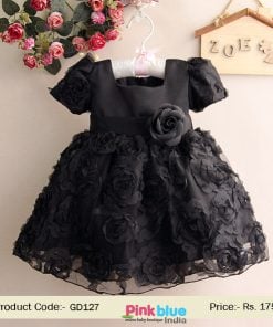 black baby flower dress