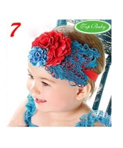 Beautiful Red and Blue Floral Hair Band for Toddlers in India with Feather