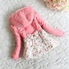 Posh Peach Toddler Jacket with Flower Print on White Base and Hood