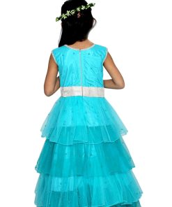 Turquoise Little Girl Tiered Frill Gown Indian Wedding