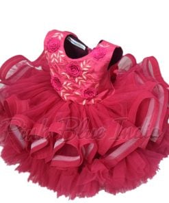 Girl Child Wine Red Party Wear Gown, Birthday Dress, Baby Frock
