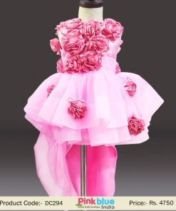 Pink Princess High Low Wedding Dress | Flower Girl Birthday Dress