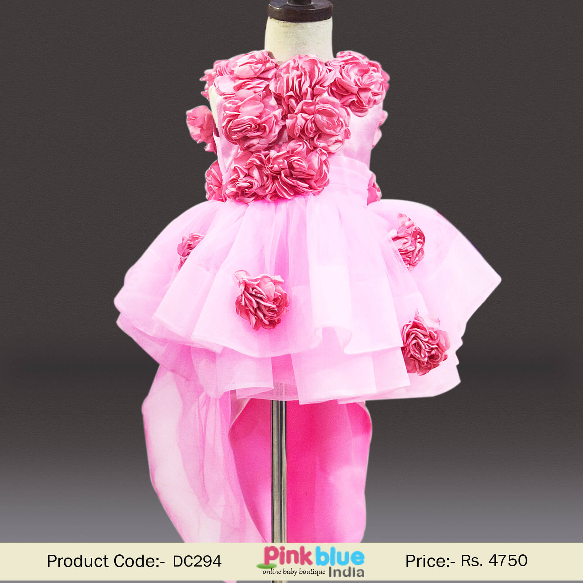 Pink Princess High Low Wedding Dress | Flower Girl Birthday Dress