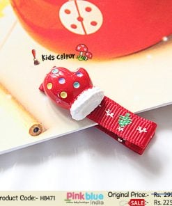 Beautiful Red Glove Designer Hair Clip on Christmas Theme for Baby Girls