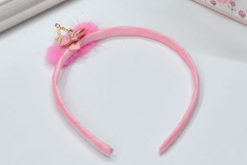 Buy Online Pink Headband for Babies with Beautiful Tiara and Peach Fur
