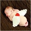 Beautiful White Crochet Baby Photography Prop With Red Heart