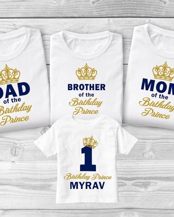 Daddy Mommy of Birthday Prince Family Matching T-shirts