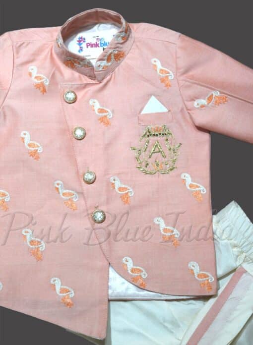Newborn Flamingo Birthday Theme Jacket and Dhoti Set