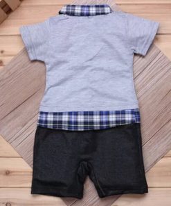 Boys Casual Clothes in Black and Grey Rompers with Checks