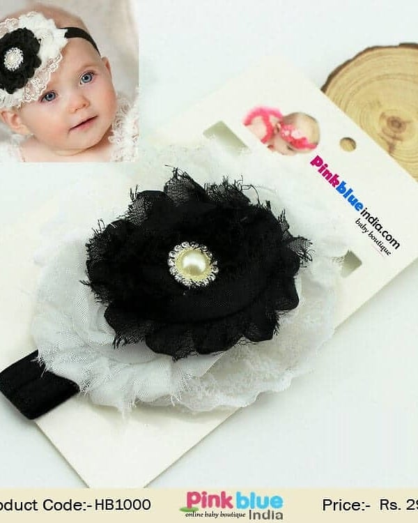Black and White Flower Hair Accessory for Princess