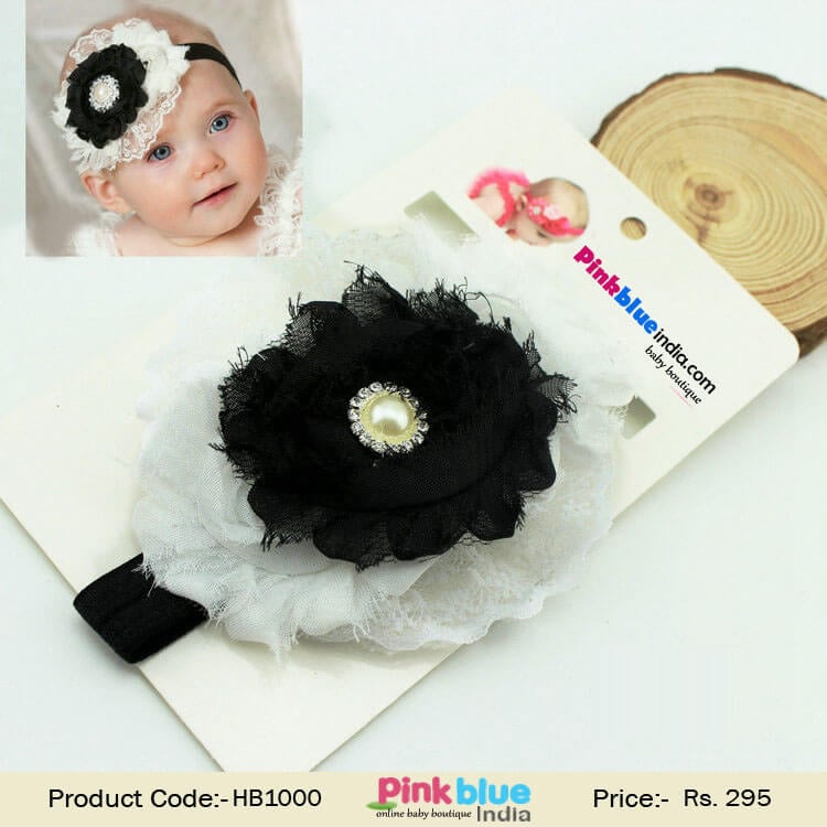 Black and White Flower Hair Accessory for Princess