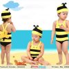 Baby Girls Swimwear Honey Bee Bikini Costumes Set Kids Swimsuit Hat