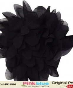 Classy Black Floral Hair Band for Infant in with a Big Flower Motif