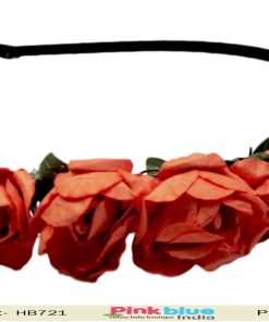 Buy Smart Black Hair Band for Newborn Princess with Enthralling Orange Flowers