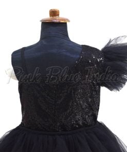 Black One Shoulder Tail Gown Dress