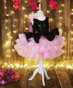 Girls Layered Dress – Kids Party Dresses, Pink Black Layered Dress Online India