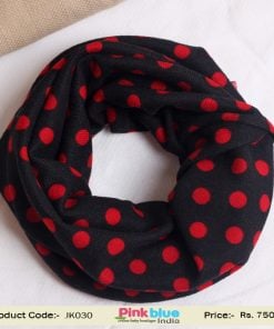 Cute Black Designer Toddler Neck Warmer in India With Red Dots