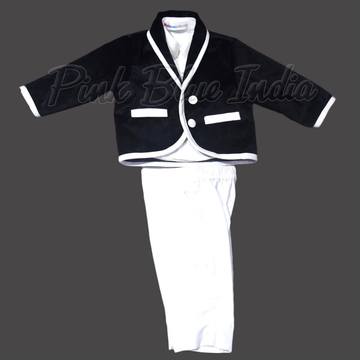 Baby Boy Black Velvet 3 Piece Blazer Suit