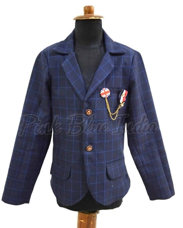Boys blue check blazer formal party wear stylish outfit