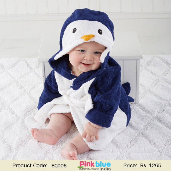 penguin baby hooded towel